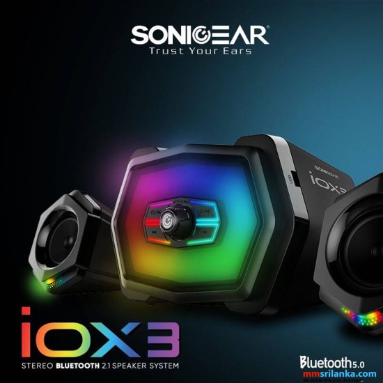 SONICGEAR IOX 3 | STEREO BLUETOOTH 5.0 | 2.1 SPEAKER SYSTEM | TOTAL SYSTEM POWER 12 RMS | WITH RGB EFFECT (1Y)